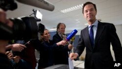 FILE - Dutch Prime Minister Mark Rutte in The Hague, Netherlands, April 6, 2016. 