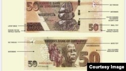 New Zimbabwe $50 note introduced by the Reserve Bank of Zimbabwe. (Photo/Credit: RBZ)
