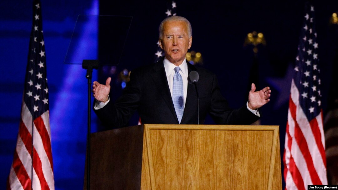Novoizabrani američki predsjednik Joe Biden govori u Vilmingtonu, u Delaveru, 7. novembar 2020. (Foto: Rojters/Jim Bourg)