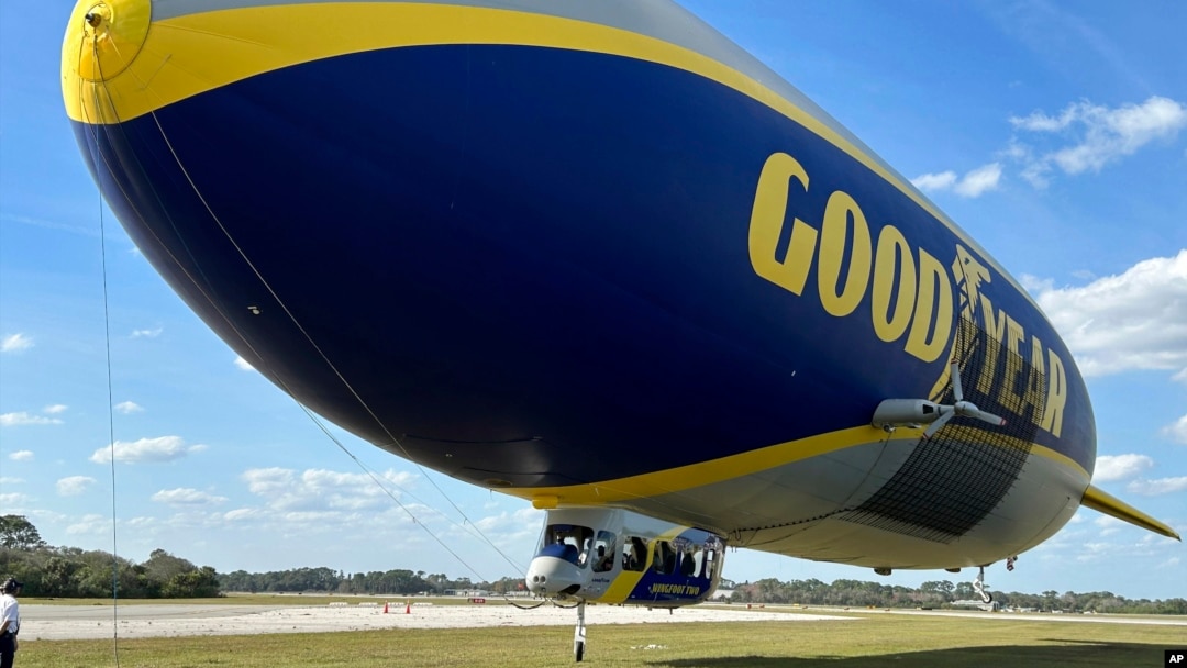 The Goodyear Blimp prepares to take off from New Smyrna Beach, Florida, Feb. 12, 2025.