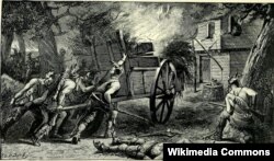 Forces loyal to Wampanoag leader Metacom ("King Philip") attack an English settlement in Massachusetts during King Philip's War,