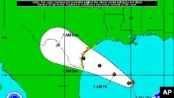 The cone in the map shows the probable path of the center of Tropical Storm Don, July 28, 2011