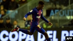 L'attaquant français de Barcelone Ousmane Dembele lors du match de Copa del Rey contre le RC Celta de Vigo au stade Balaidos de Vigo, le 4 janvier 2018.