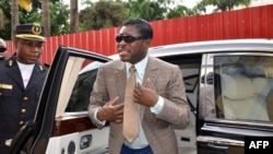 Teodorin Nguema Obiang, le fils du président équato-guinéen et vice-président chargé de la défense et de la sécurité de l'État, à Malabo, 25 juin 2013. 