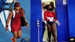 Image composite de Naomi Osaka (à gauche) et Simone Biles. 