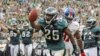 Philadelphia Eagles running back LeSean McCoy scores a touchdown at Lincoln Financial Field, where about a third of the stadium’s power is expected to come from the sun and wind.