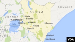 Map of Kenya showing major cities