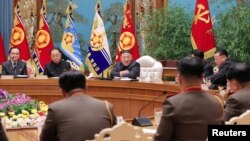 North Korean leader Kim Jong Un presides over a military meeting in Pyongyang, North Korea Feb. 6, 2023 in this photo released by North Korea's Korean Central News Agency (KCNA)