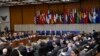 U.S. Secretary of State Mike Pompeo (C) speaks as he is joined by other foreign ministers and officials at the State Department in Washington, Nov. 14, 2019, at a global coalition to defeat the Islamic State meeting.