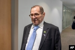 FILE - Rep. Jerry Nadler, D-N.Y., arrives at hearing with U.S. Attorney David Weiss in an interview before members of the House Judiciary Committee, November 7, 2023, in Washington.