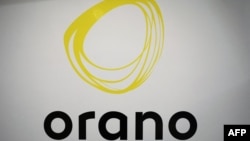 FILE - This Dec. 14, 2022, photo shows the Orano logo at the crisis unit of the Orano la Hague reprocessing plant, in La Hague, France. Niger's military junta is disputing a decision by French nuclear fuel firm Orano to halt uranium production, according to AFP reporting.