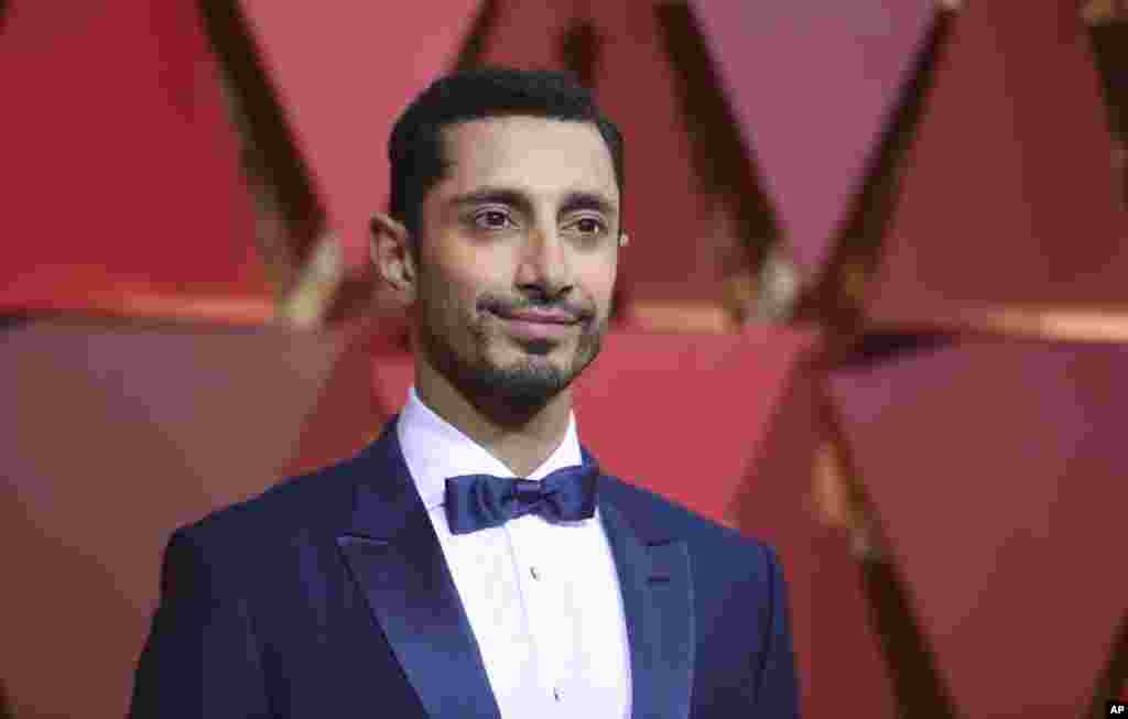 Riz Ahmed arrives at the Oscars on Feb. 26, 2017, at the Dolby Theatre in Los Angeles. 