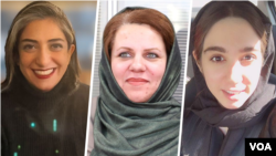 အီရန်နိုင်ငံမှာ အာဏာပိုင်တွေက ဖမ်းဆီးလိုက်တဲ့ အမျိုးသမီးသတင်းထောက်များ။ (ဝဲမှယာ) Mehrnoush Zarei, Saeedeh Shafiei, Melika Hashemi 
