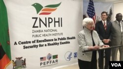 U.S. Treasury Secretary Janet Yellen speaks at the launch of the Zambia National Public Health Institute offices in Lusaka, Jan. 23, 2023. (Kathy Short/VOA)