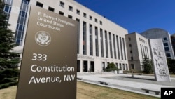 FILE - A view of the E. Barrett Prettyman Courthouse in Washington, Oct. 11, 2019. 