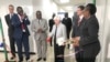 U.S. Treasury Secretary Janet Yellen cuts the ribbon at the launch of the Zambia National Public Health Institute offices in Lusaka, Jan. 23, 2023. (Kathy Short/VOA)