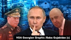 ILUSTRACIJA - Načelnik združenog Generalštaba ruske vojske Valerij Gerasimov (L), ruski predsjednik Vladimir Putin i vođa Wagner grupe Jevgenij Prigožin