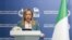 Italy's Prime Minister Giorgia Meloni speaks during a conference in Tripoli, Libya, Jan. 28, 2023.