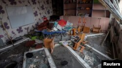 Rusiyanın raket zərbəsi nəticəsində zədələnmiş uşaq bağçasının otağı, Kramatorsk, Donetsk vilayəti, Ukrayna, 20 yanvar 2023-cü il.