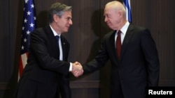 دیدار وزیر امورخارجه آمریکا با وزیر دفاع اسرائيل