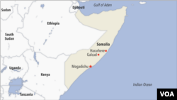 Map showing Somalia and nearby countries.