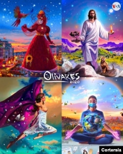 Se muestran algunas de las ilustraciones realizadas por el artista venezolano Oscar Olivares. [Imagen: Cortesía del entrevistado]