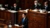 日本首相岸田文雄在东京的日本国会开幕日发表政策演讲。（2023年1月23日）
