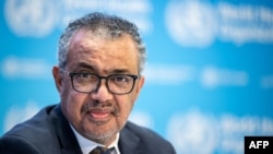 Le directeur général de l'OMS, Tedros Adhanom Ghebreyesus, lors d'une conférence de presse au siège de l'Organisation mondiale de la santé à Genève, le 14 décembre 2022