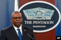 FILE - Secretary of Defense Lloyd Austin speaks during a news conference at the Pentagon, Nov. 3, 2022.
