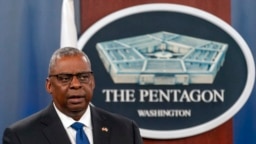 FILE - Secretary of Defense Lloyd Austin speaks during a news conference with South Korea's Minister of National Defense Lee Jong-sup at the Pentagon, Nov. 3, 2022, in Washington. 