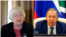 FILE - U.S Treasury Secretary Janet Yellen (L) and Russian Foreign Minister Sergey Lavrov pictured on visits to Africa in January 2023.