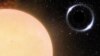 Esta ilustración proporcionada por el centro astronómico NOIRLab en noviembre de 2022 muestra el agujero negro más cercano a la Tierra y la estrella que lo acompaña, la cual es similar al Sol.
