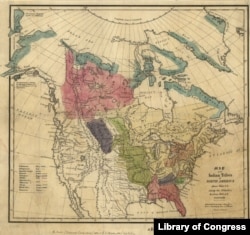 'Map of the Indian tribes of North America, about 1600 along the Atlantic, & about 1800 westwardly.' American Antiquarian Society, 1836.