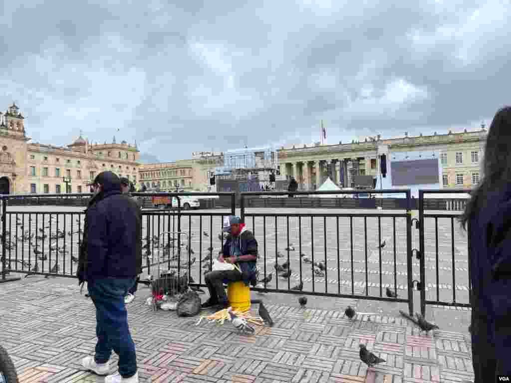 La Plaza de Nariño, en Bogotá, Colombia, horas antes de la posesión de Gustavo Petro como presidente.