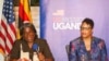 U.S. Ambassador to the United Nations Linda Thomas-Greenfield, right, speaks to the media as Natalie E. Brown , the U.S. Ambassador to Uganda, looks on at the residence of the U.S. Ambassador to Uganda, in the capital Kampala, Uganda, Aug. 4, 2022. 