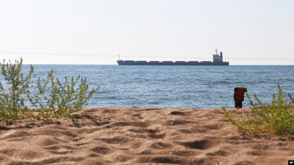 The Glory bulk carrier makes its way from the port in Odesa, Ukraine, Aug. 7, 2022. 