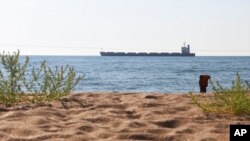 The Glory bulk carrier makes its way from the port in Odesa, Ukraine, Aug. 7, 2022. 
