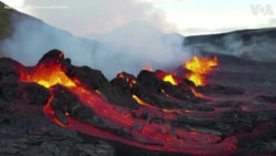 Smoke and Lava Spew From Icelandic Volcano 