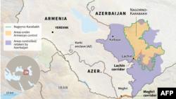 A map of Nagorno-Karabakh region, disputed by Armenia and Azerbaijan.