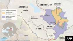 Peta kawasan Nagorno-Karabakh, yang disengketakan Armenia dan Azerbaijan.