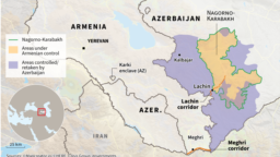 Peta kawasan Nagorno-Karabakh, yang disengketakan Armenia dan Azerbaijan.