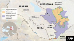 FILE - A map of Nagorno-Karabakh region, disputed by Armenia and Azerbaijan.