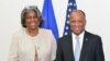 Embaixadora americana junto da ONU, Linda Thomas-Greenfield, e primeiro-ministro de Cabo Verde, Ulisses Correia e Silva,Praia, 7 Agosto 2022