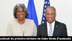 Embaixadora americana junto da ONU, Linda Thomas-Greenfield, e primeiro-ministro de Cabo Verde, Ulisses Correia e Silva,Praia, 7 Agosto 2022