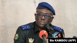 FILE: Ivorian Army chief of staff, general Lassina Doumbia adresses the relatives of the 49 Ivorian soldiers detained in Mali, in Abidjan on 8.3.2022