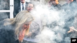 FILE - U.S. Ambassador to Australia Caroline Kennedy participates in an Aboriginal ceremony at the U.S. Embassy in Canberra, Australia, July 25, 2022. The U.S. will soon send a high-profile diplomatic delegation to visit the Solomon Islands, Led by Deputy Secretary of State Wendy Sherman and including Kennedy.