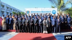 FILE - Somalia's new cabinet poses after it was unveiled by the Prime Minister in Mogadishu, Aug. 2, 2022.