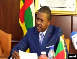 Cameroon’s transport minister, Jean Ernest Messina Ngale Bibehe, Yaounde, Feb. 24, 2021. (Moki Edwin Kindzeka/VOA)
