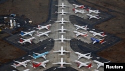 Grounded Boeing 737 MAX aircraft are seen parked at Grant County International Airport in Moses Lake, Washington, U.S. November 17, 2020. 