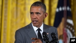 President Barack Obama speaks during an event with Young Southeast Asian Leaders Initiative fellows, June 1, 2015, in the East Room of the White House in Washington. 